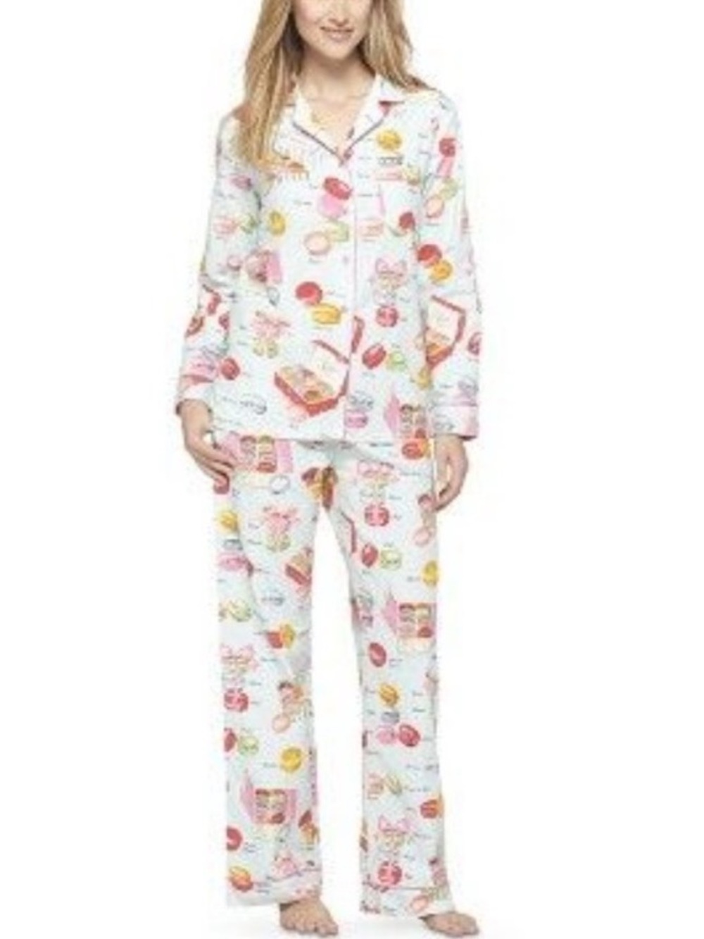 Nick & Nora Jatime Macaroons Flannel PJ Set Rare Size XL NWT Hard To Find Print